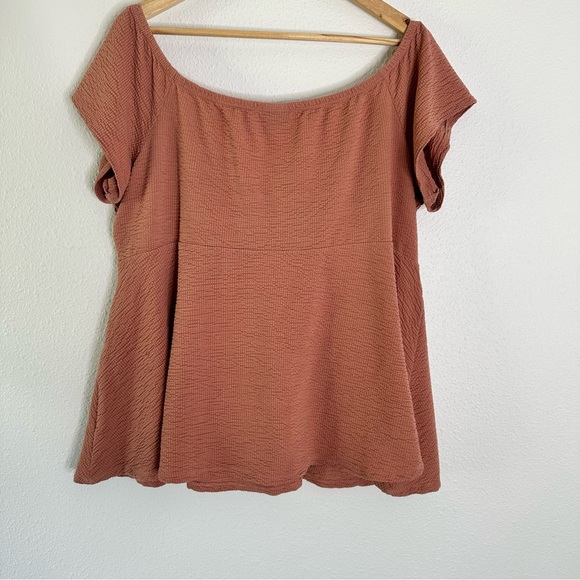 Torrid Textured Knit Off Shoulder Babydoll Top Ash Rose Womens Size 3X - Picture 5 of 8